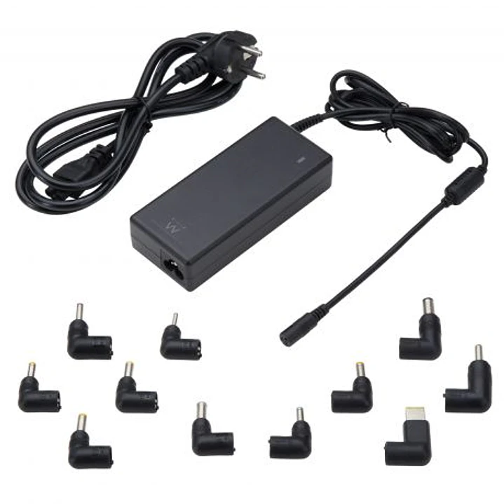 Ewent Cargador Universal para Portatil de 90W - 11 Clavijas Intercambiables - Automatico - Gestion Inteligente de Corriente - Color Negro 1
