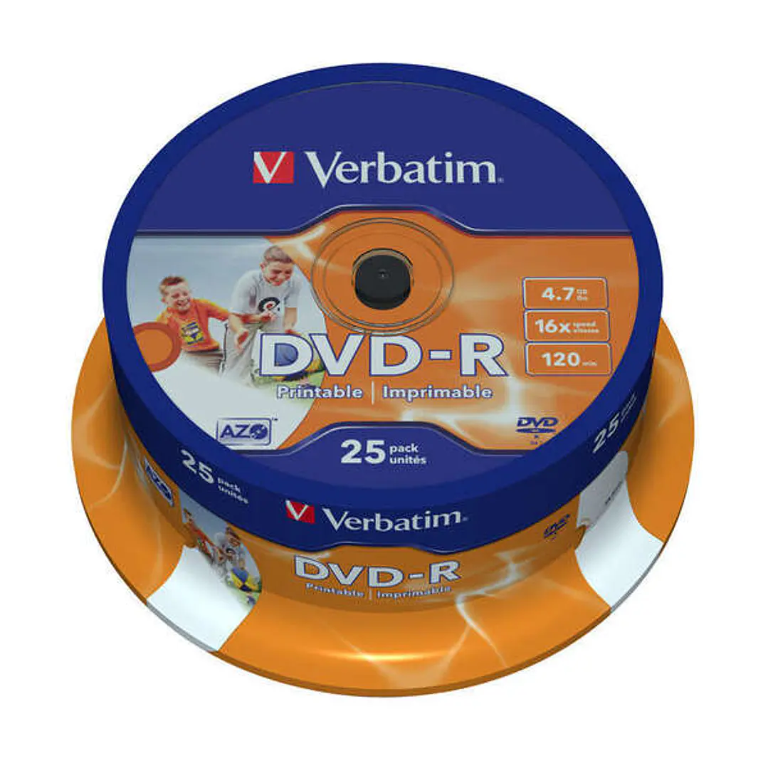 Verbatim DVD-R Printables 16x 4.7GB (Tarrina 25 Uds) 1