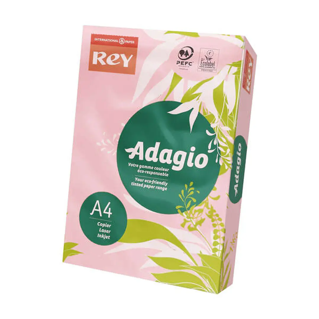Dohe Adagio Paquete de 500 Hojas de Papel A4 de 80g - Apto para Fotocopiadoras e Impresoras - Alta Calidad y Versatilidad - Color Rosa Pastel 1