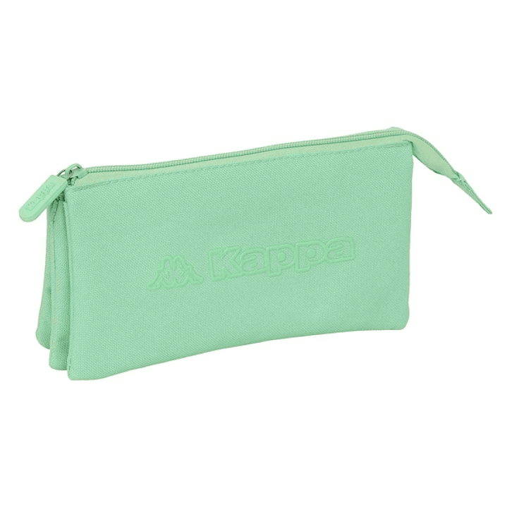 Safta Kappa Basics Portatodo - 3 Compartimentos con Cremalleras - Bolsillo Interior - 0.6L - 220x30x120mm - Color Menta 1