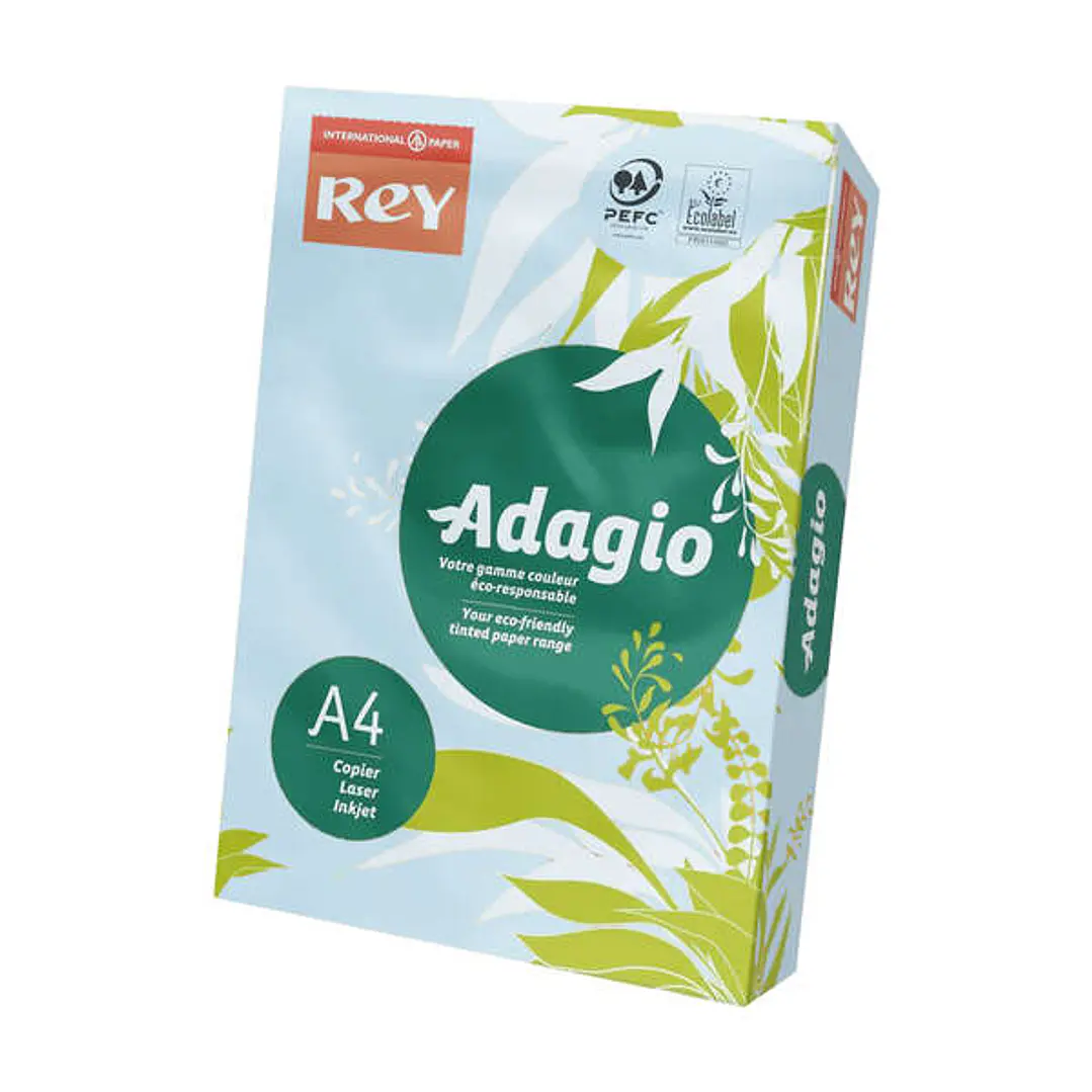 Dohe Adagio Paquete de 500 Hojas de Papel A4 de 80g - Apto para Fotocopiadoras e Impresoras - Alta Calidad y Versatilidad - Color Azul Pastel 1