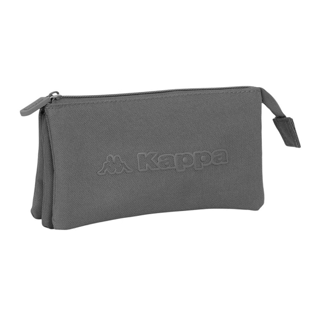 Safta Kappa Basics Gris Portatodo - 3 Compartimentos con Cremalleras - Bolsillo Interior - 0.6L - 220x30x120mm - Color Gris 1