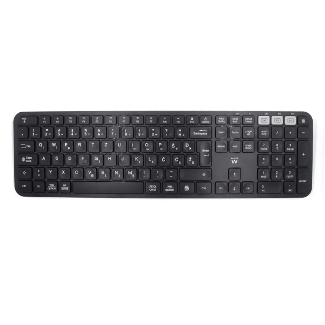 Ewent Teclado Inalambrico - Modo Ahorro de Energia - Disposicion Eslovena QWERTZ SI - 1x Bateria AAA (Incluida) - Alcance hasta 10m - Color Negro 1