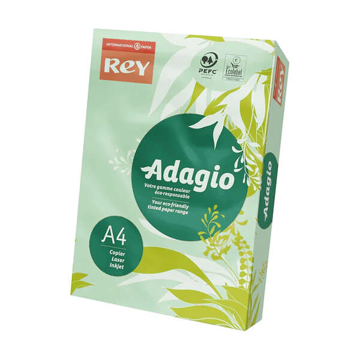Dohe Adagio Paquete de 500 Hojas de Papel A4 de 80g - Apto para Fotocopiadoras e Impresoras - Alta Calidad y Versatilidad - Color Verde Pastel 1