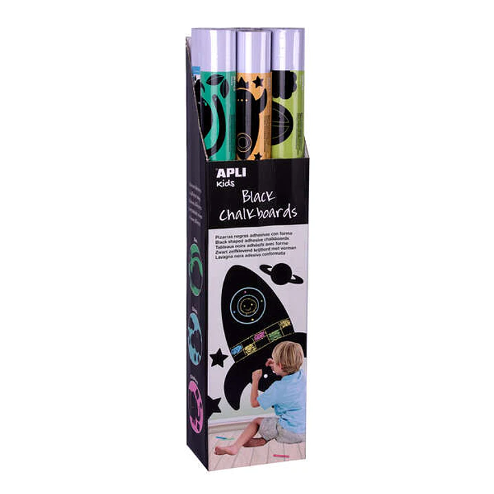 Apli Expositor Pizarras Negras y Adhesivas con Formas de Animales - Medida 100x60cm - 6 Modelos Diferentes - Adhesivo Removible - Recurso Didactico y  1