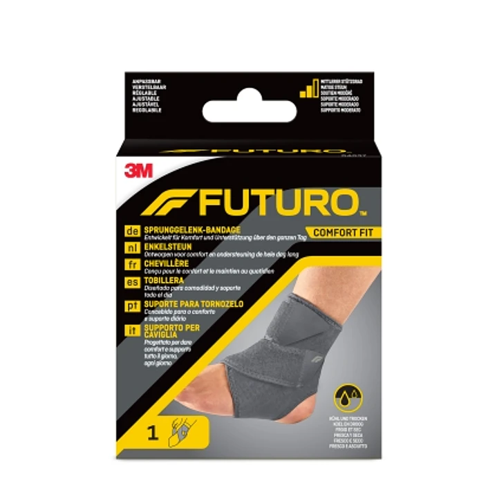 Futuro Comfort Tobillera - Ajustable (17.8cm – 29.2cm) - Transpirable - Aisla la Humedad - Elastico - Color Gris Oscuro 1