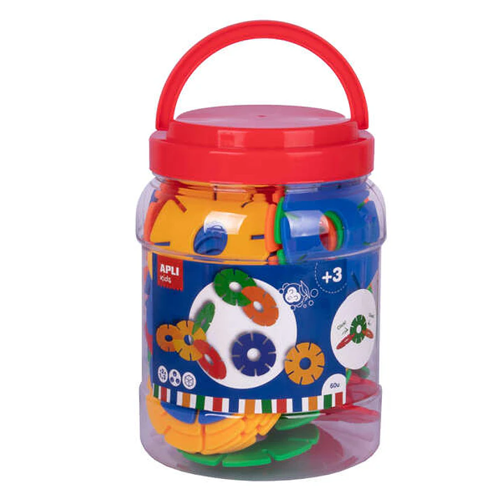 Apli Discos Circulares Didacticos - Ø 77mm - Kit de 60 Piezas para Construir Formas 3D - Desarrollo de Psicomotricidad Fina y Habilidades de Comunicac 1