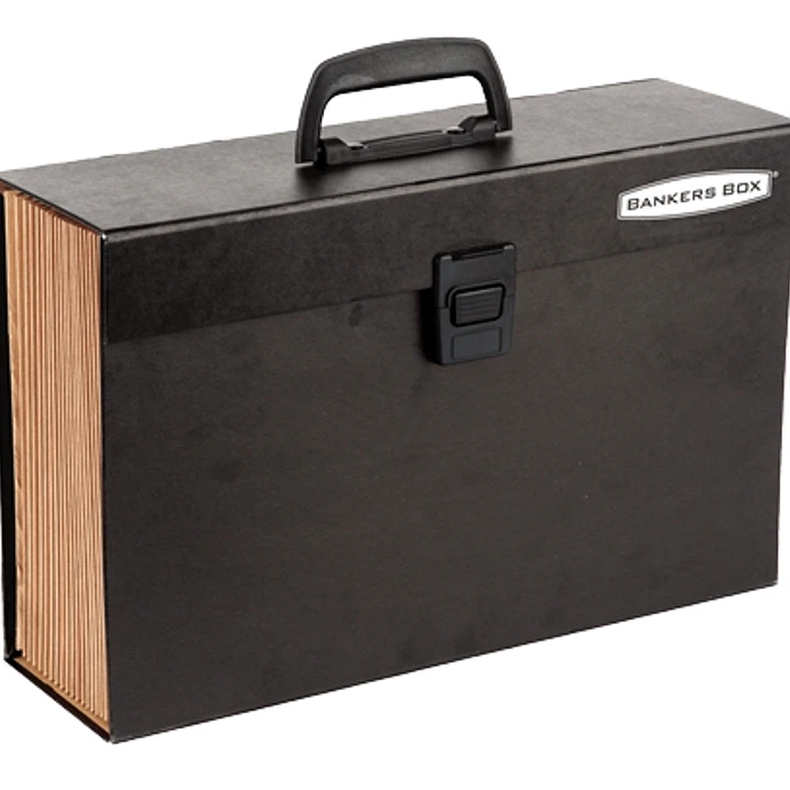 Bankers Box Maletin Archivador Resistente - 19 Secciones para Documentos - Cierre de Seguridad con Clik - Estructura Plastificada - Incluye Hoja con E 1