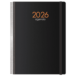 Dohe Syncro Agenda Anual - Dia Pagina - Cubierta de Plastico - Sabado y Domingo misma Pagina - Cierre con Goma Elastica - Tamaño 21x29cm - Color Negro