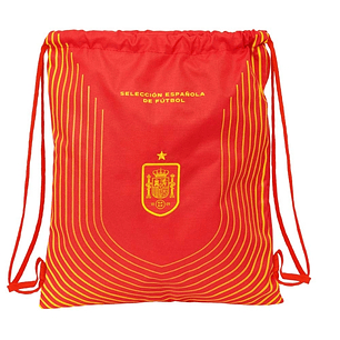 Safta Seleccion Española de Futbol Saco Plano - Bolsillo con Cremallera - Cierre con Cordones - 5L - Resistente y Duradero - Compacto y Ligero - 350x1