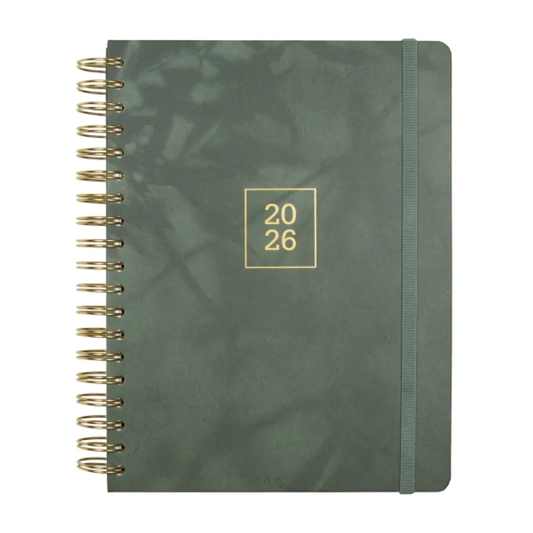 Finocam Optimal Agenda de Espiral Internacional - Anual 2026 - Planificador - Cierre de Goma - Formato B5 - 176x250mm - Semana Vista Horizontal - Colo 1