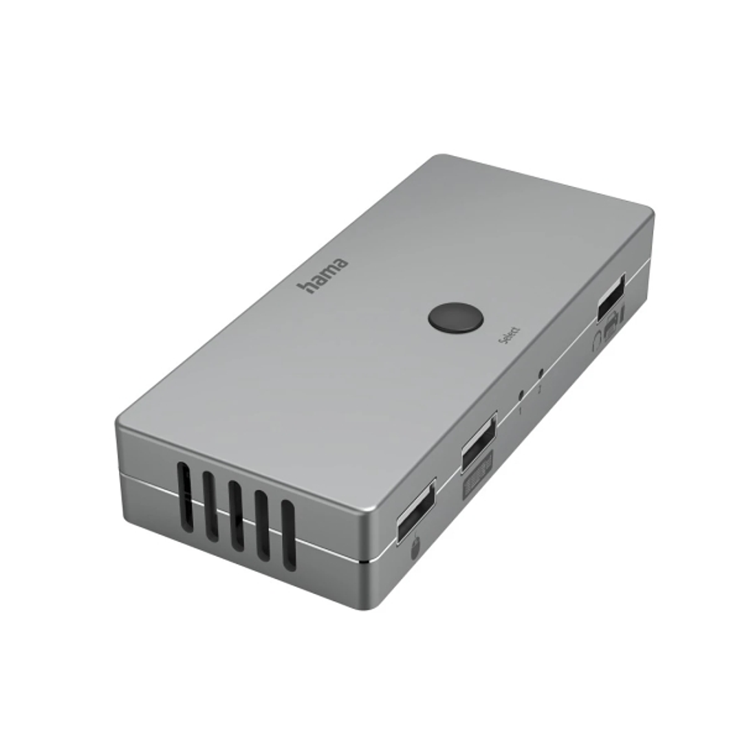 Hama Connect2Switch Conmutador Kvm - Velocidada hasta 480Mbit/S - HDMI 4K - 3x USB-A - Color Gris 1