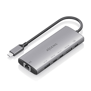 Aisens USB-C Dock 6 en 1 - USB-C a 1xHDMI - 1xRJ45 - 1xUSB-A 10G - 2xUSB-C 10G - 1xUSB-C PD 100W - 20cm - Color Gris