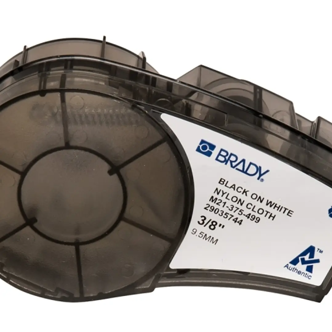 Brady M21-375-499 Cinta de Etiquetas Original Tela de Nylon - Texto Negro sobre Fondo Blanco - Ancho 9,53mm x 4,88m 1