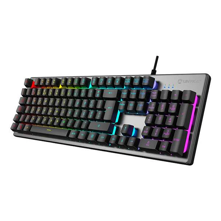 Unykach Nova K244 Teclado Gaming USB (Portugues) - Iluminacion RGB Ajustable - 105 Teclas - Cable de 1.60m - Color Gris/Negro 1