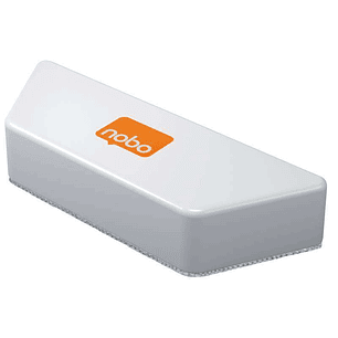 Nobo Borrador Microfibra para Pizarra Blanca - Eliminacion Eficaz de Tinta y Suciedad - Blanco - Almohadilla Lavable - Iman Integrado - Incluye 1 Almo