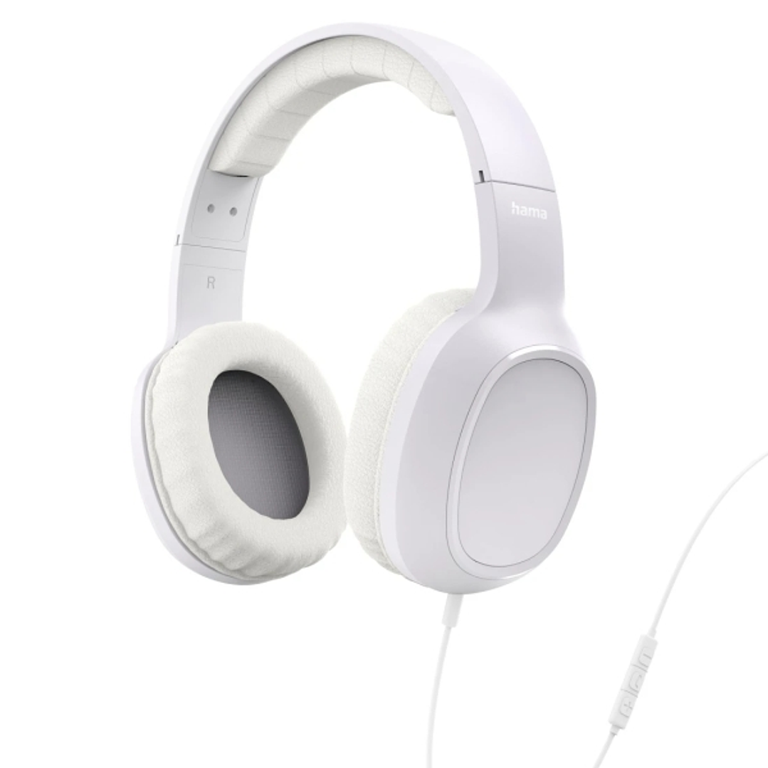 Hama Fun C Auriculares con Microfono Omnidireccional - Cable 1.2m - Diadema Ajustable - Almohadillas de Cuero - Color Blanco 1