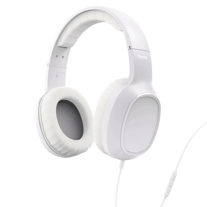 Hama Fun C Auriculares con Microfono Omnidireccional - Cable 1.2m - Diadema Ajustable - Almohadillas de Cuero - Color Blanco 1