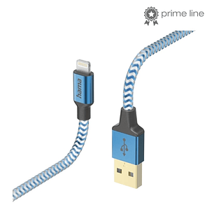 Hama Reflective Cable USB - Longitud 1.5m - USB-A Macho - USB-C Macho - Nailon - Velocidad hasta 480Mbps - Chapado en Oro - Color Azul