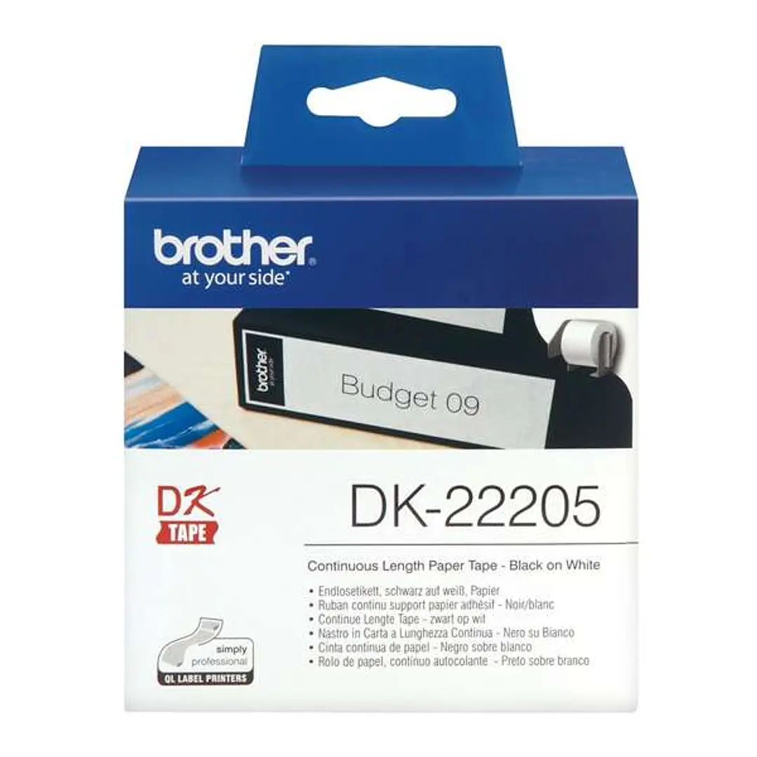 Brother DK22205 - Etiquetas Originales de Tamaño personalizado - Ancho 62mm x 30,48 metros - Texto negro sobre fondo blanco 1