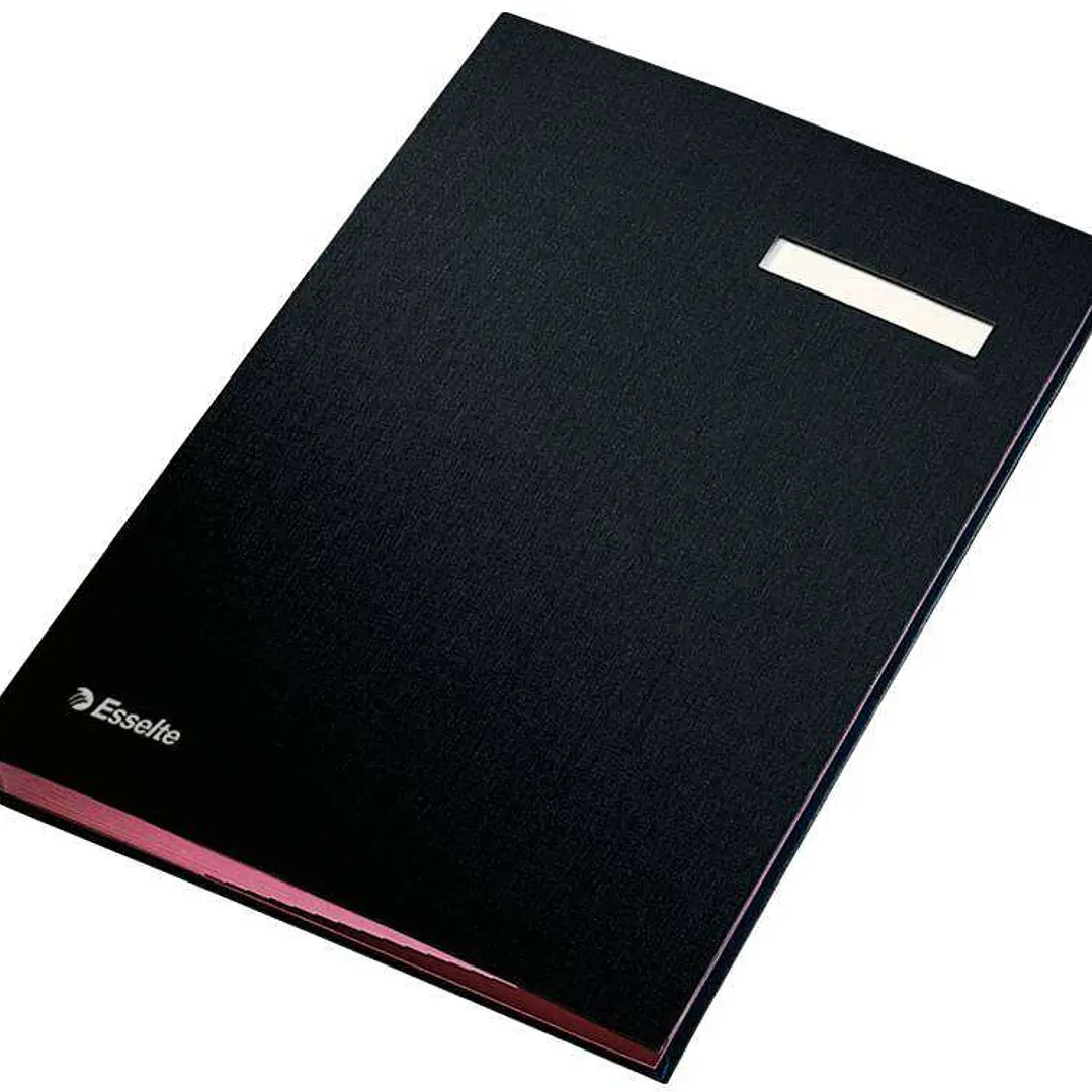 Esselte Portafirmas con 20 Separadores - Cubiertas Forradas de Plastico - Ventana Transparente en el Separador - Color Negro 1