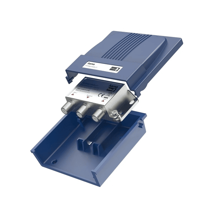 Hama Essential Conmutador 2-1 para Antenas - 2 Entradas - 1 Salida - Carcasa Protectora - Color Azul 1