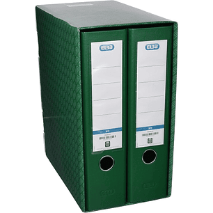 Elba Rado Top Modulo de 2 Archivadores Palanca A4 - Lomo 80mm - Forrado Exterior Plastico - Interior Papel - Color Verde