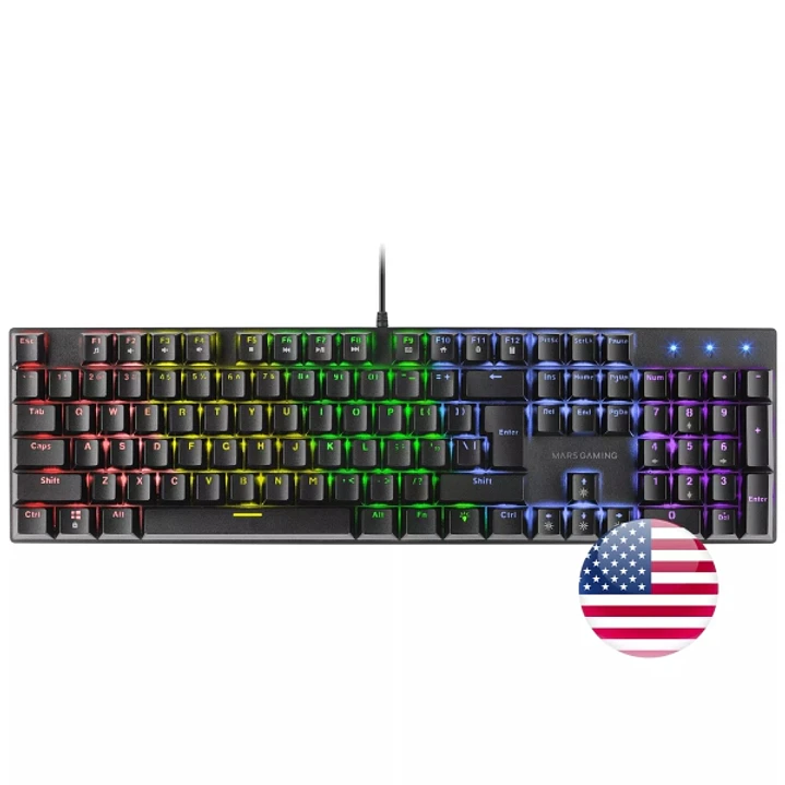 Mars Gaming MK422 Teclado Gaming - Switches Mecanicos Antipolvo - Teclas Imborables - Iluminacion RGB - Chip ARM - Compatibilidad Multiplataforma - US 1