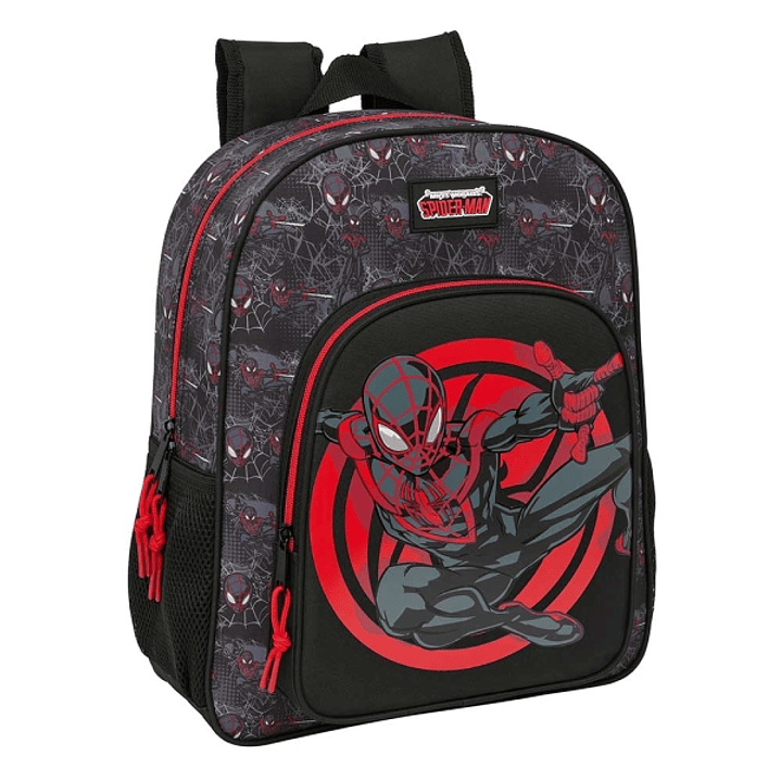 Safta Miles Morales Mochila - Adaptable a Carro - Portabotellas - Tirador Doble - Hombreras Ergonomicas Acolchadas - Bolsillo Frontal - Asa de Mano Su 1