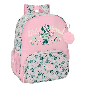 Safta Minnie Mouse Minty Mochila - Adaptable a Carro - Portabotellas - Tirador Doble - Hombreras Acolchadas Ergonomicas - Bolsillo Frontal - Asa de Ma