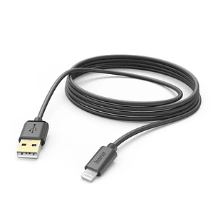 Hama Cable de Carga - USB-A Macho - Lightning - Longitud 1.5m - Velocidad hasta 480Mbps - Chapado en Oro - Color Negro