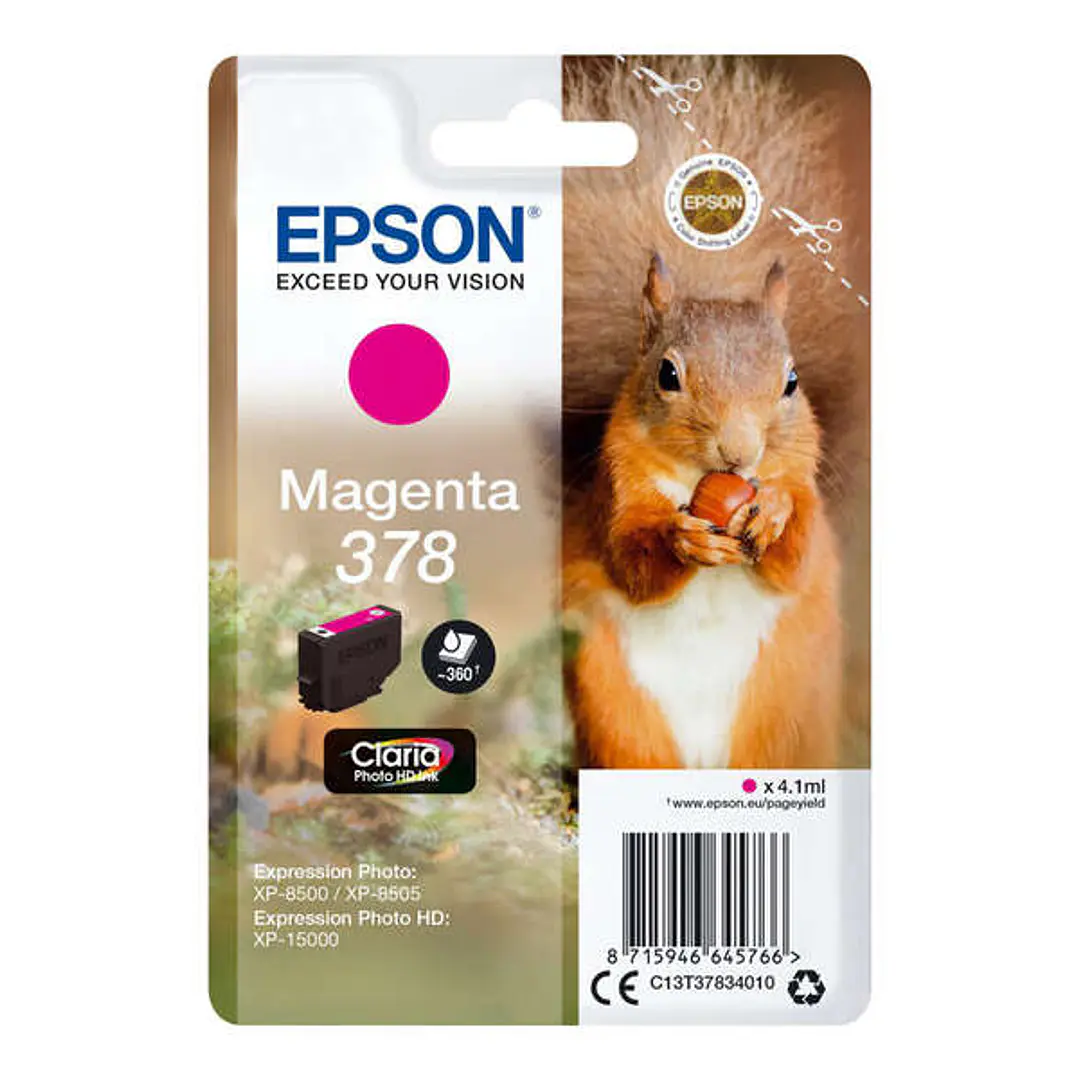Epson 378 Magenta Cartucho de Tinta Original - C13T37834010 1