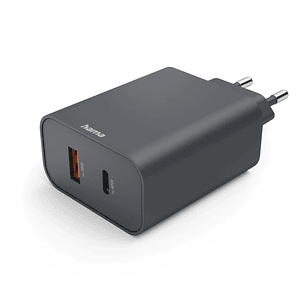 Hama Cargador de Pared - Potencia 45W - USB-C - USB-A - Power Delivery - Color Gris