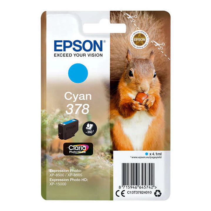 Epson 378 Cyan Cartucho de Tinta Original - C13T37824010 1