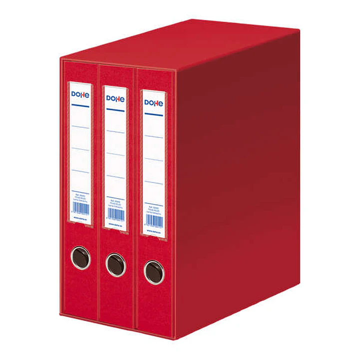 Dohe Archicolor Modulo de 3 Archivadores de Palanca con Rado - Lomo Estrecho - Formato Folio - Carton Forrado - Color Rojo 1
