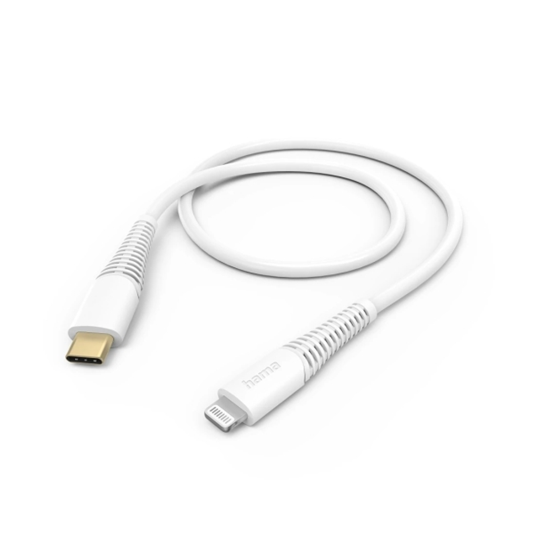 Hama Cable de Carga - USB-C - Ligthning - Velocidad hasta 480Mbps - Longitud 1.5m - Intensidad Maxima 3A - Color Blanco 1