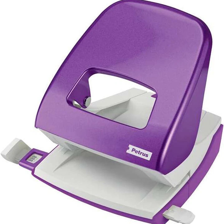 Petrus 62 WOW Taladro Perforador - Hasta 30 Hojas - Marcas de Formato - Punzones 5.5mm - Color Violeta Metalizado 1