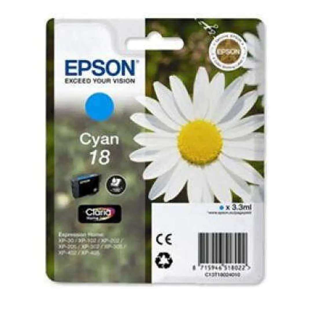 Epson T1802 (18) Cyan Cartucho de Tinta Original - C13T18024012 1
