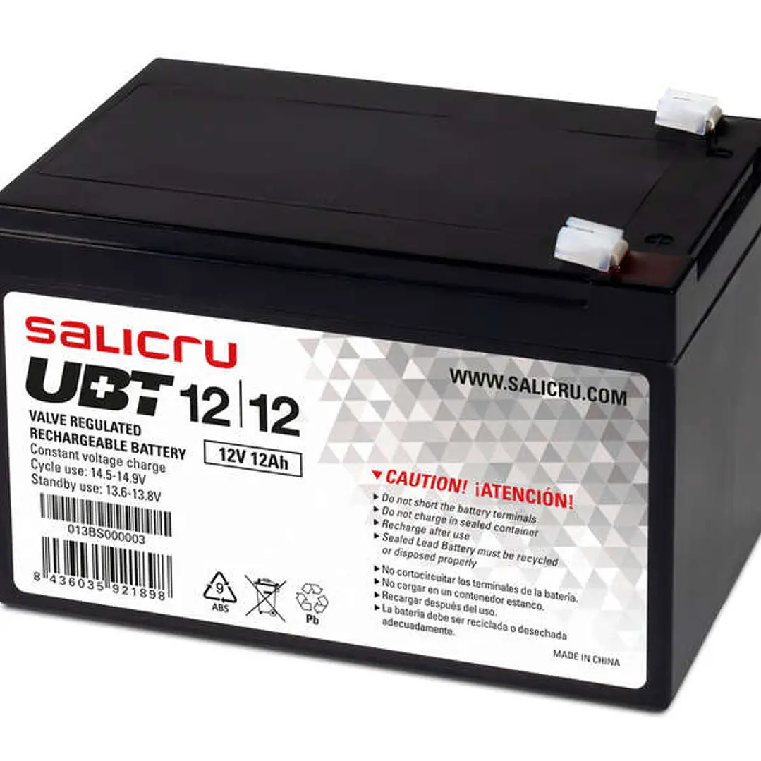 Salicru UBT 12/12 Bateria AGM Recargable de 12 Ah / 12 V - Color Negro 1