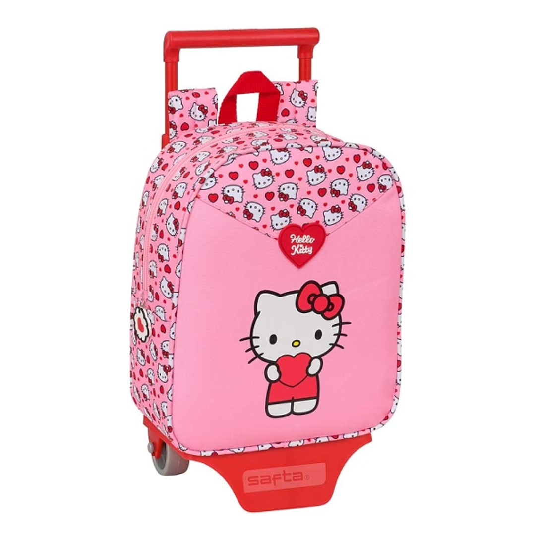 Safta Hello Kitty Mochila con Carro - Tarjeta ID - Asa Superior - Mochila Extraible - Material Resistente - 6L - 220x100x270mm - Color Rosa 1