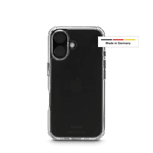 Hama Extreme Protect Funda para iPhone 16 - Antideslizante - Policarbonato - Proteccion D3O - Bordes Elevados - Color Transparente