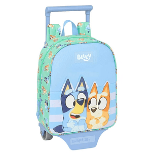 Safta Bluey Sisters Mochila con Carro - Tarjeta ID - Asa Superior - Mochila Extraible - Material Resistente - 6L - 220x100x270mm - Color Azul