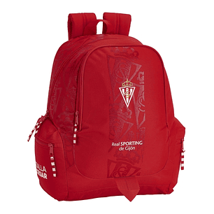 Safta Real Sporting de Gijon Corporativa Mochila Adaptable a Carro - Bolsillos Laterales - 2 Compartimentos - Hombreras Ergonomicas - Tirador Doble - 