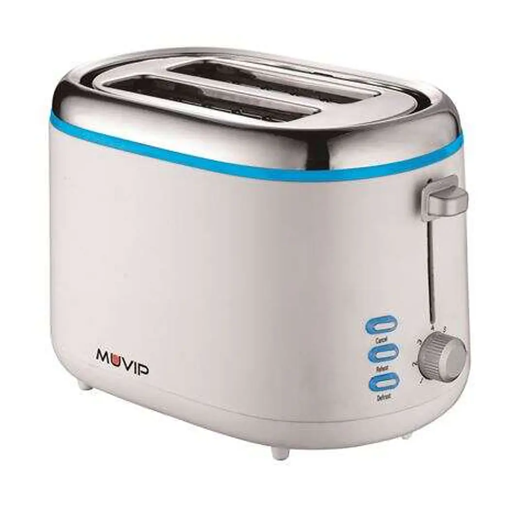 Muvip Design Tostadora de Pan 850W - Capacidad para 2 Rebanadas - 7 Niveles de Tostado - Funcion Calentar, Descongelacion y Recalentar - Parada Automa 1