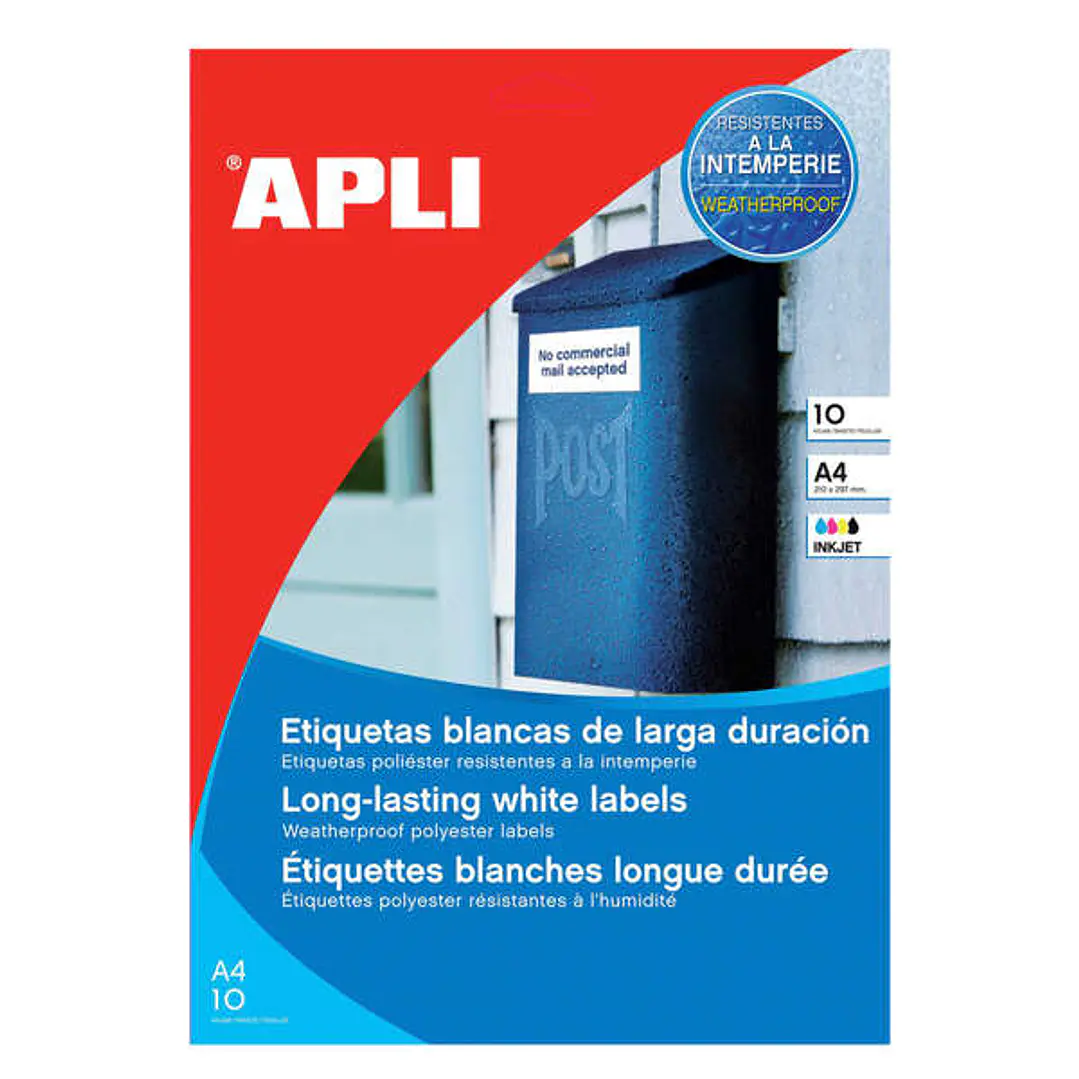 Apli Etiquetas Blancas Resistentes Intemperie 99.1 x 139mm 10 Hojas 1
