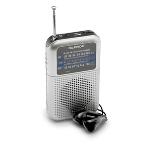 Daewoo DW1008 Radio Portatil AM/FM - Antena Telescopica y Sintonizacion Analogica Precisa - Altavoz Integrado - Salida Auriculares Jack 3.5mm - Compac