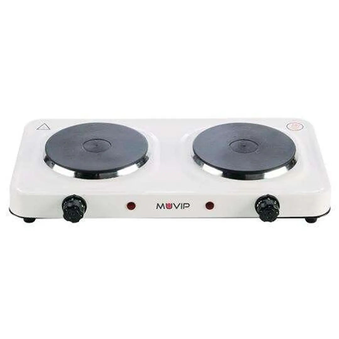 Muvip Cocina Electrica de 2 Placas 2000W - 5 Niveles de Potencia - Termostato con Sistema de Seguridad 1