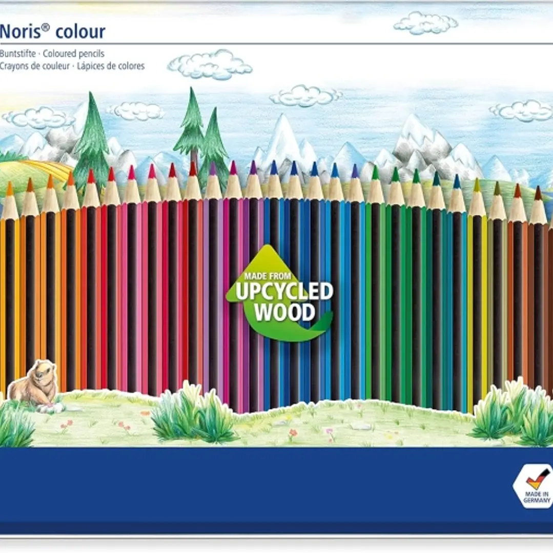 Staedtler Noris Colour 185 Caja Metalica con 36 Lapices Hexagonales de Colores - Fabricados en Wopex - Muy Resistentes - Madera de Fuentes Sostenibles 1