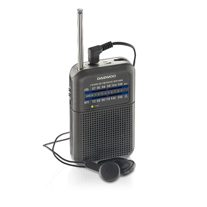 Daewoo DW1008 Radio Portatil AM/FM - Antena Telescopica y Sintonizacion Analogica Precisa - Altavoz Integrado - Salida Auriculares Jack 3.5mm - Compac 1