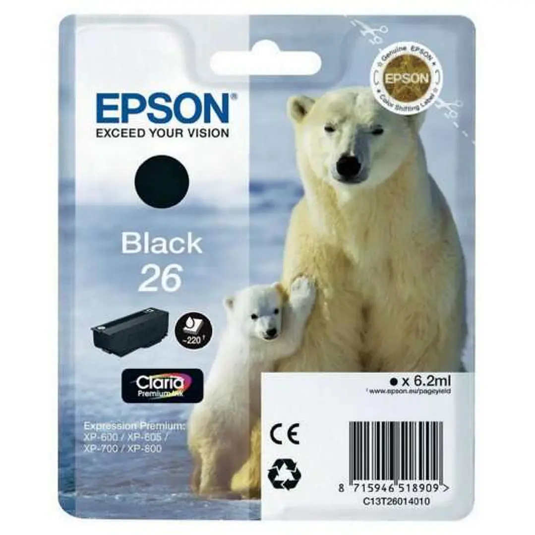 Epson T2601 (26) Negro Cartucho de Tinta Original - C13T26014012 1